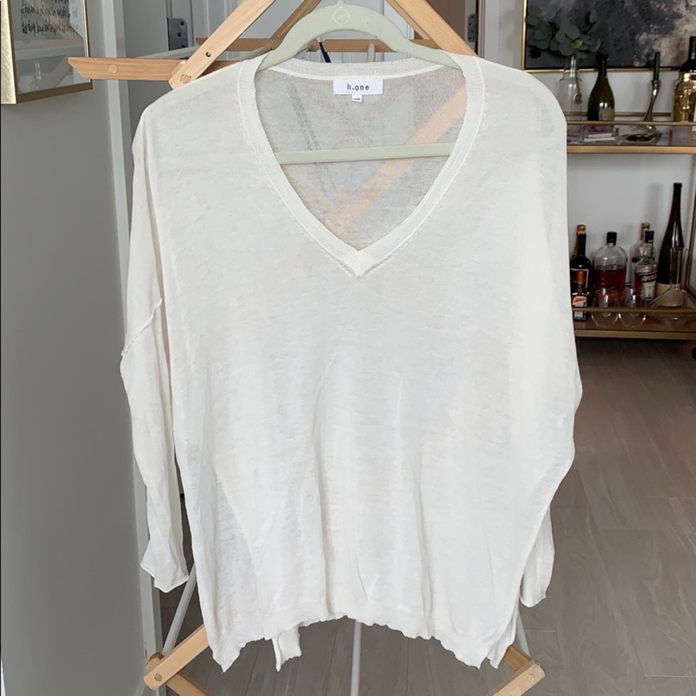 H.One White Side-Slit Sweater